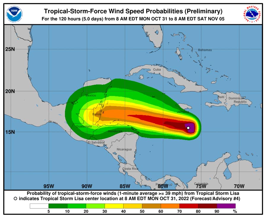 Nicaragua vigila trayectoria de la Tormenta Tropical Lisa