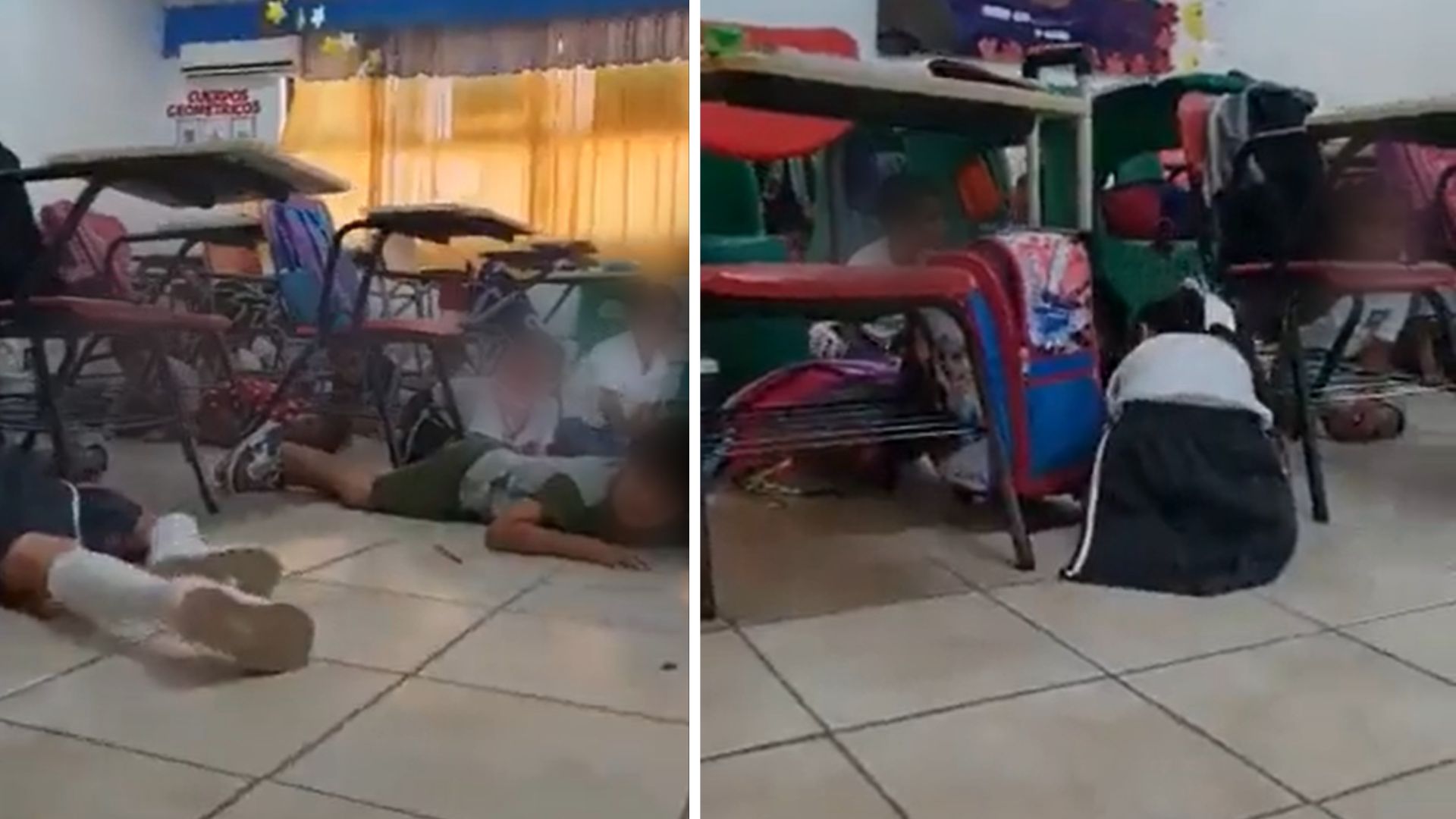 En México maestra tranquiliza a sus alumnos en medio de una Balacera