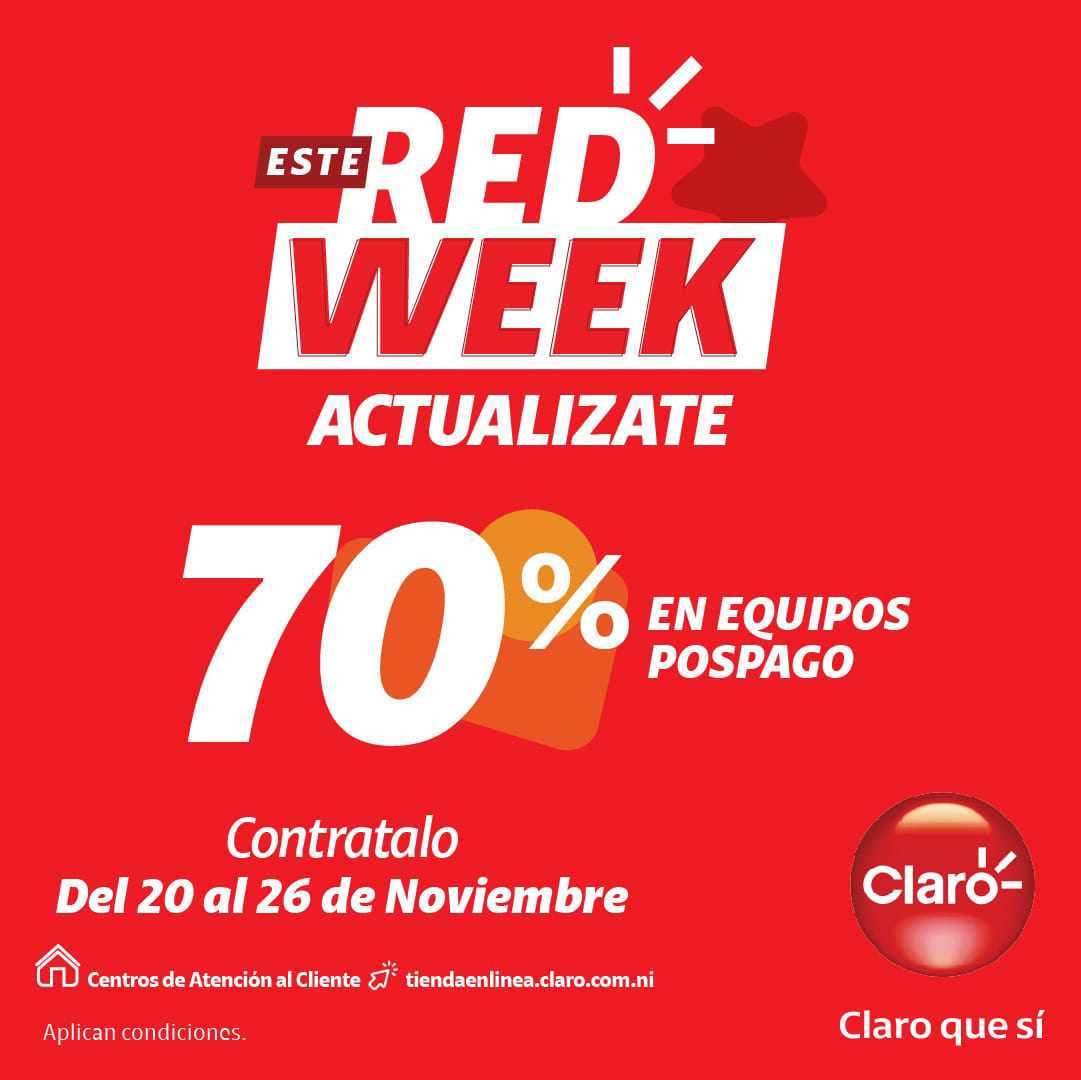 Claro Nicaragua ofrece ofertas y descuentos con el Red Week