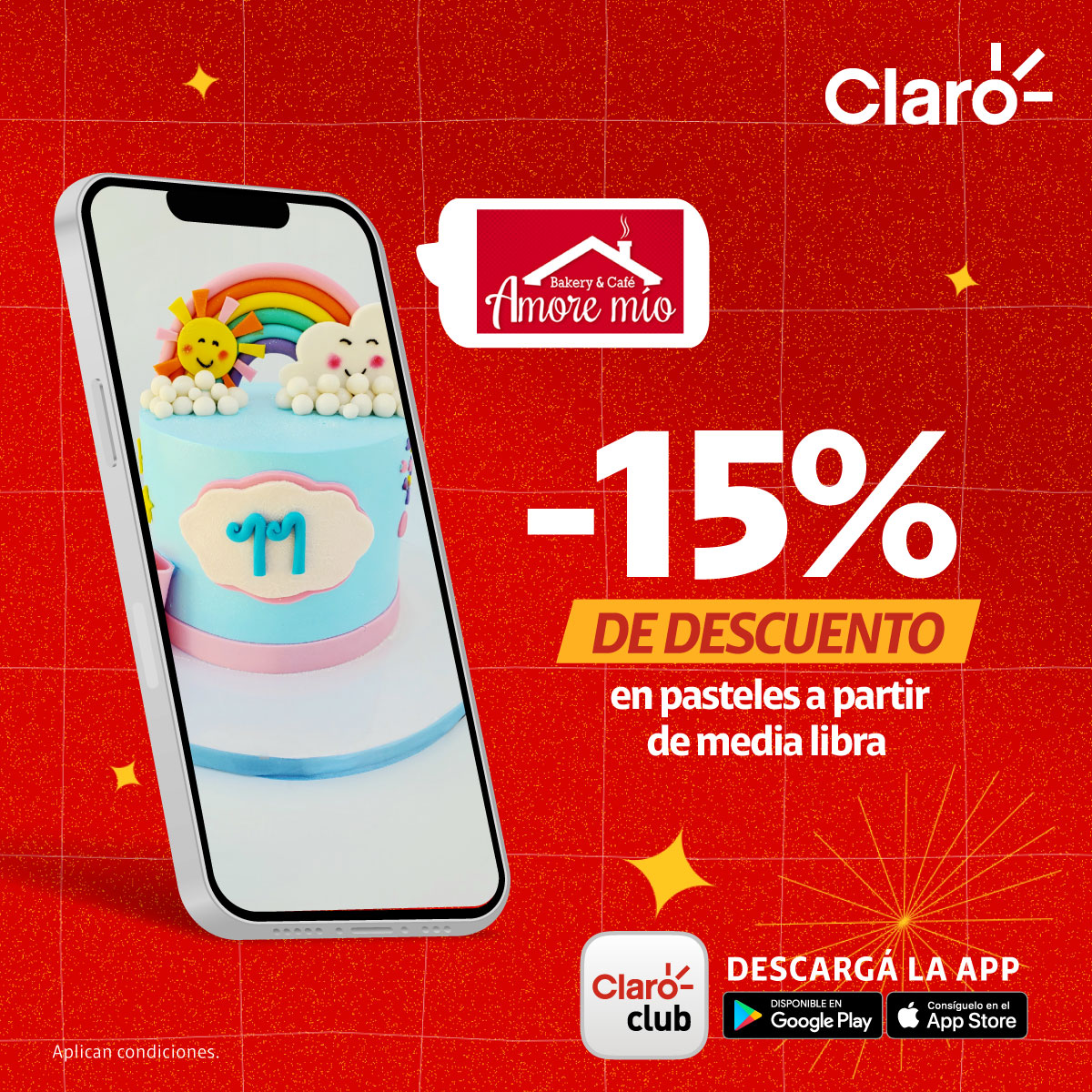 Claro Club suma a Amore Mío a su red de beneficios con descuento en pasteles