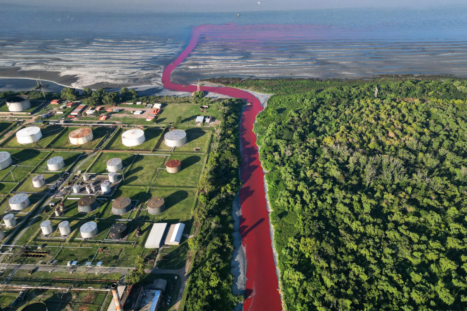 Río en Argentina se tiñe de rojo y preocupa a la comunidad
